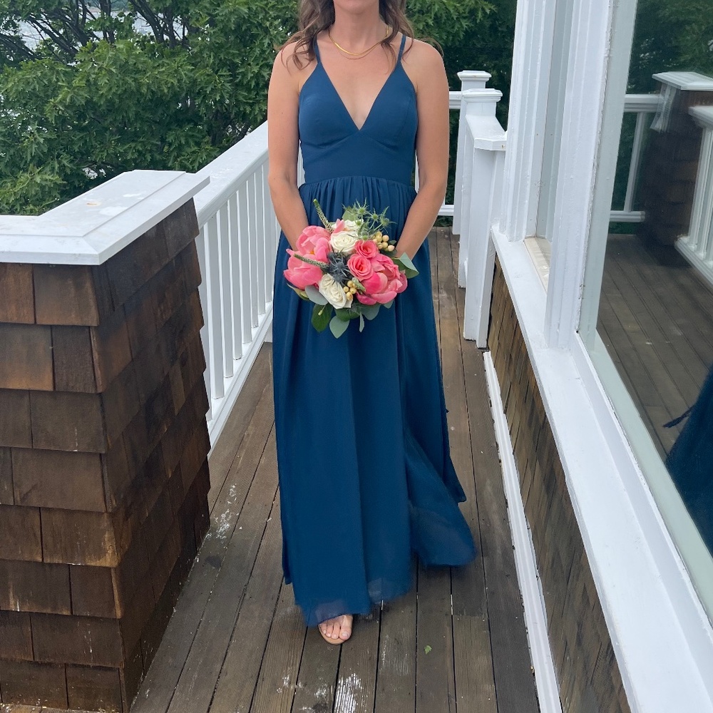 Slate Blue Chiffon Bridesmaid Dress